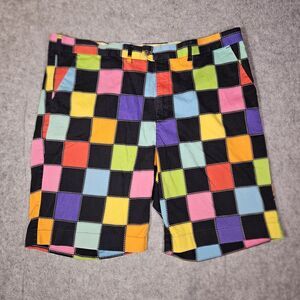 Loudmouth Mens Multicolor Quilt Square Golf‎ Shorts Colorful Casual Size 46 READ